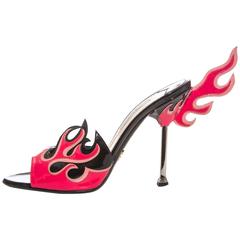 Prada Patent Leather Flame Slide Sandals, Spring 2012