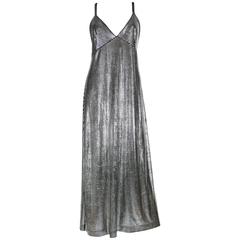 Paco Rabanne Silver Foil Grid Maxi Dress 1