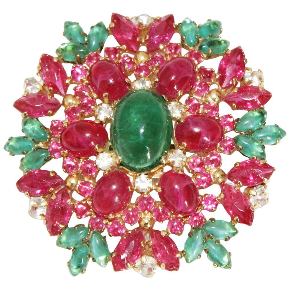 Exceptional Christian Dior vintage flower brooch of 1970