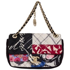 Chanel Patchwork-Umhängetasche mit schwarzer Klappe