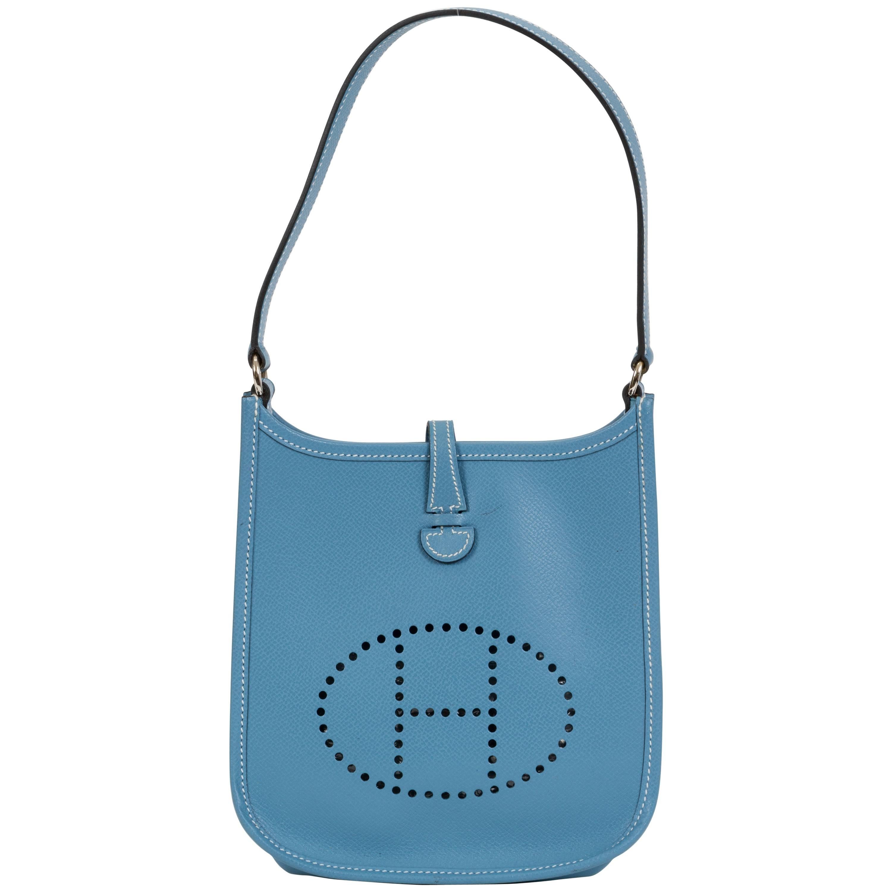 Hermès Mini Blue Jean Evelyne Bag