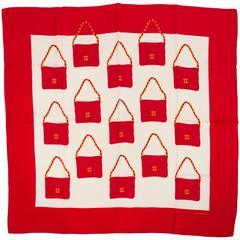 Retro Chanel 90's Silk Red Flap Bag Scarf