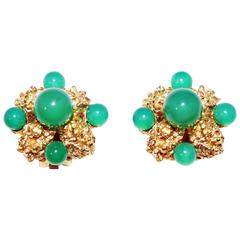 Vintage Gorgeous "Grosse" Emerald glass earrings of 1968