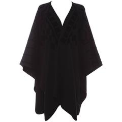 Louis Feraud Black Wool Cape With Velvet Detail, Circa 1980's 5