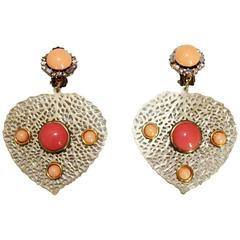 Great Italian vintage coral heart earrings