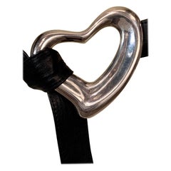 Elsa Peretti Medium Sterling Silber Herzschnalle und Gürtel mit Box und Filz