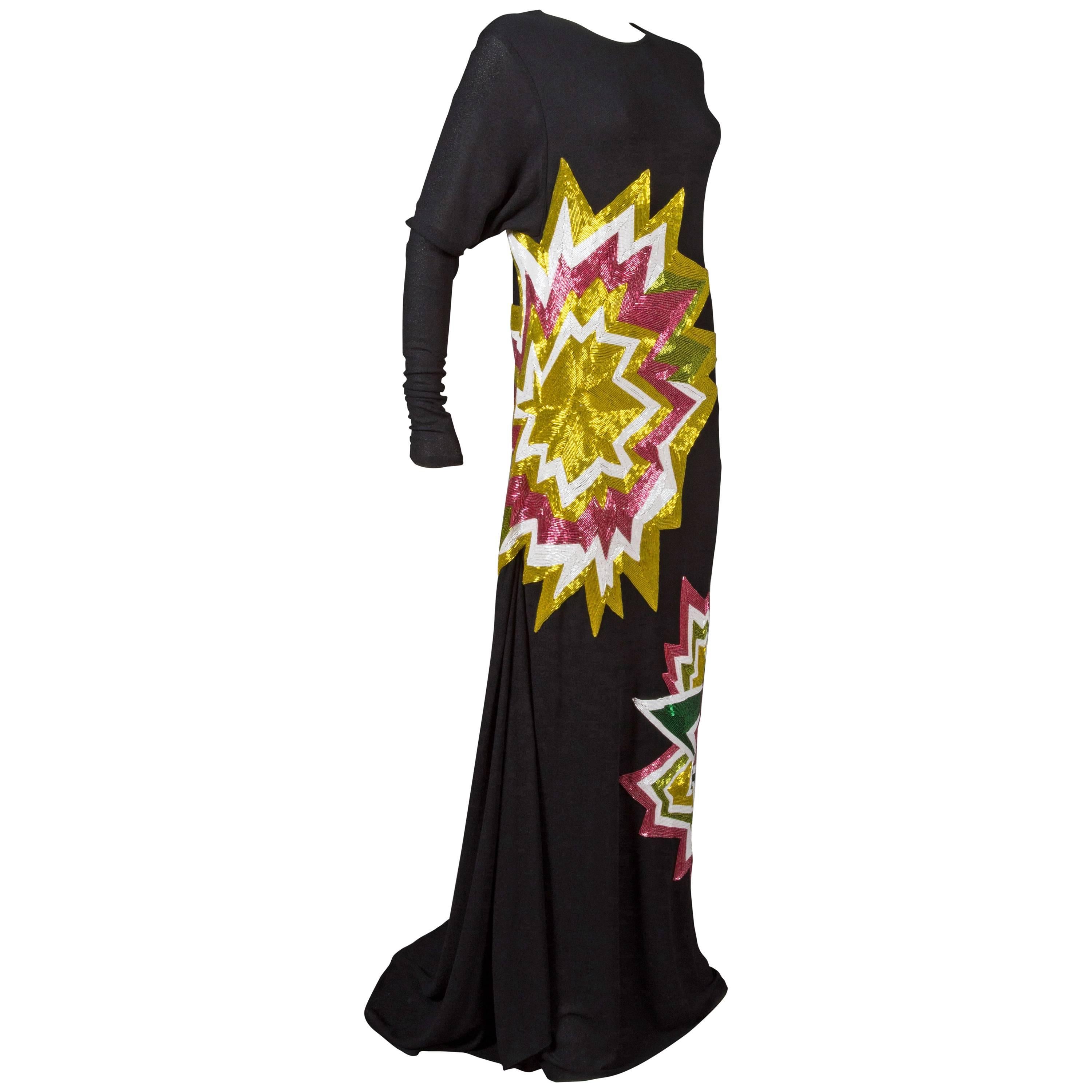 Tom Ford vestido de noche negro embellecido inspirado en el arte pop, fw 2013 en venta
