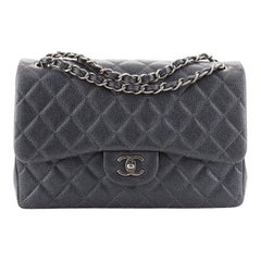 Chanel Classic Double Flap Bag Quilted Iridescent Caviar Jumbo