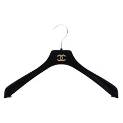 Vintage 90s Chanel black velvet large clothes hanger