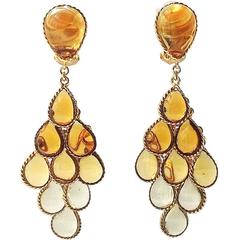 Graduated topaz to citrine poured glass, and gilt articualted drop earrings 12