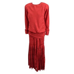 Vintage Oscar de la Renta Silk Jacquard Evening Gown