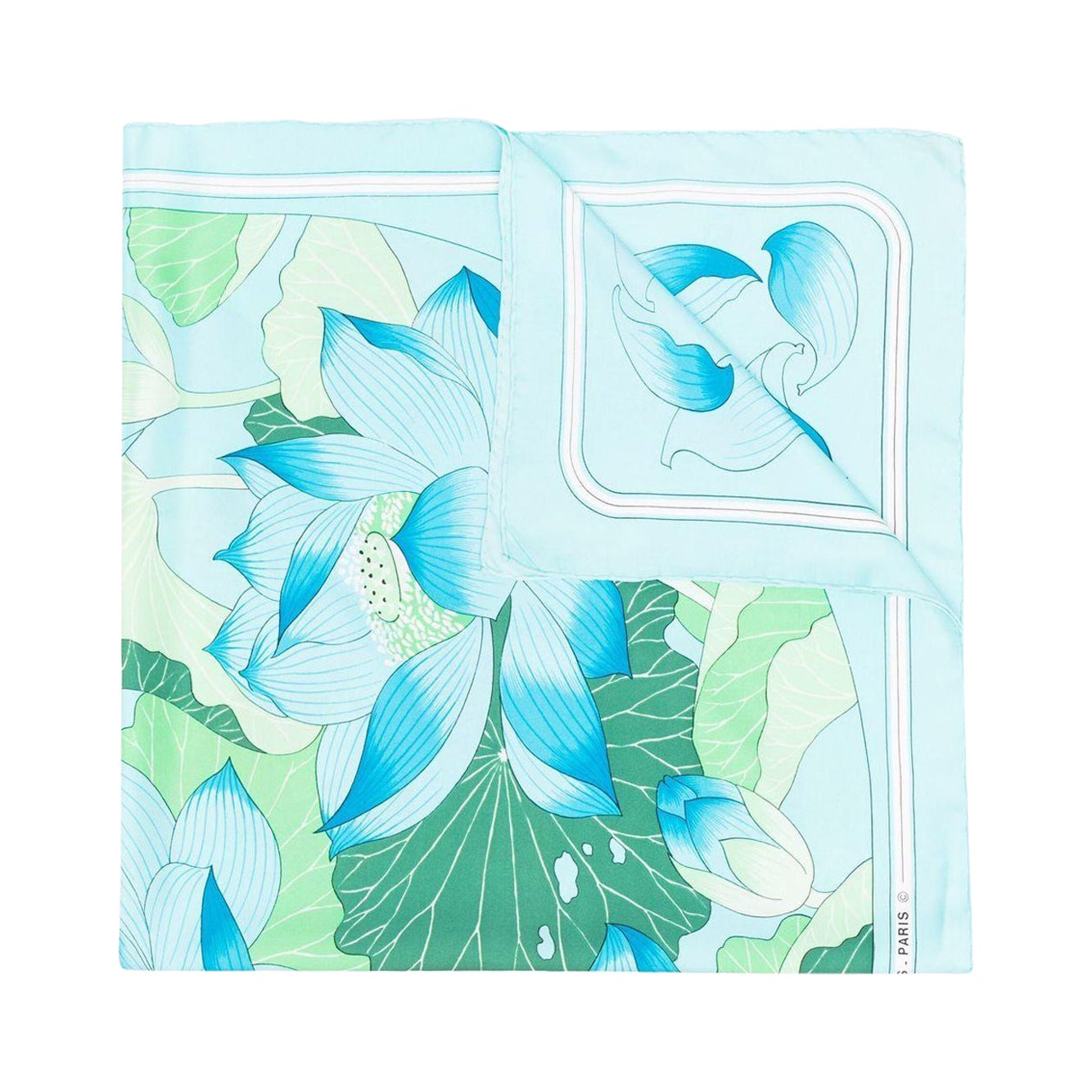 Floralis No. 26 Chiffon Square Scarf with Cream Accent