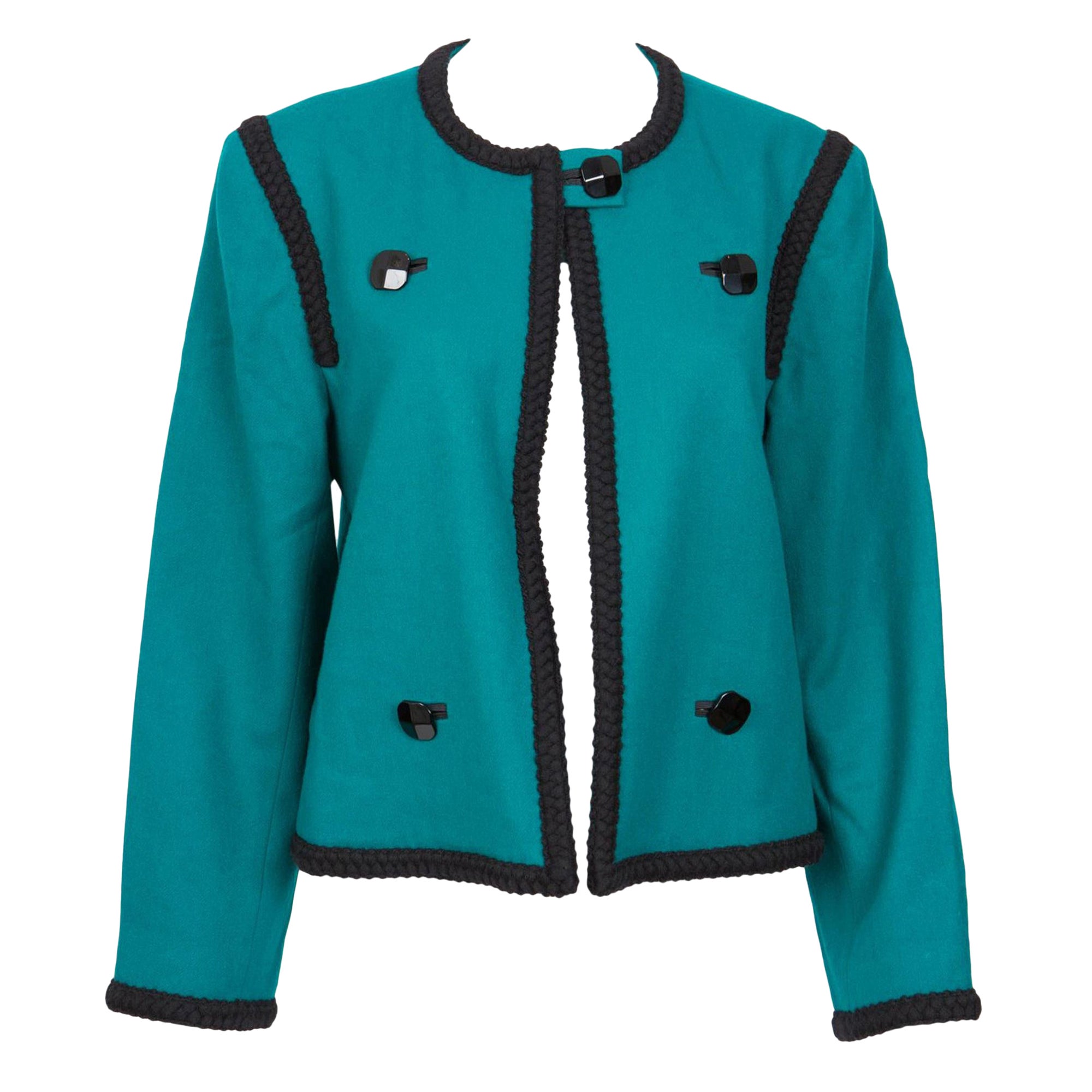Giacca di lana color smeraldo YSL Yves Saint Laurent anni '90