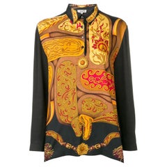 Hermes Black silk and Cashmere Polo Top