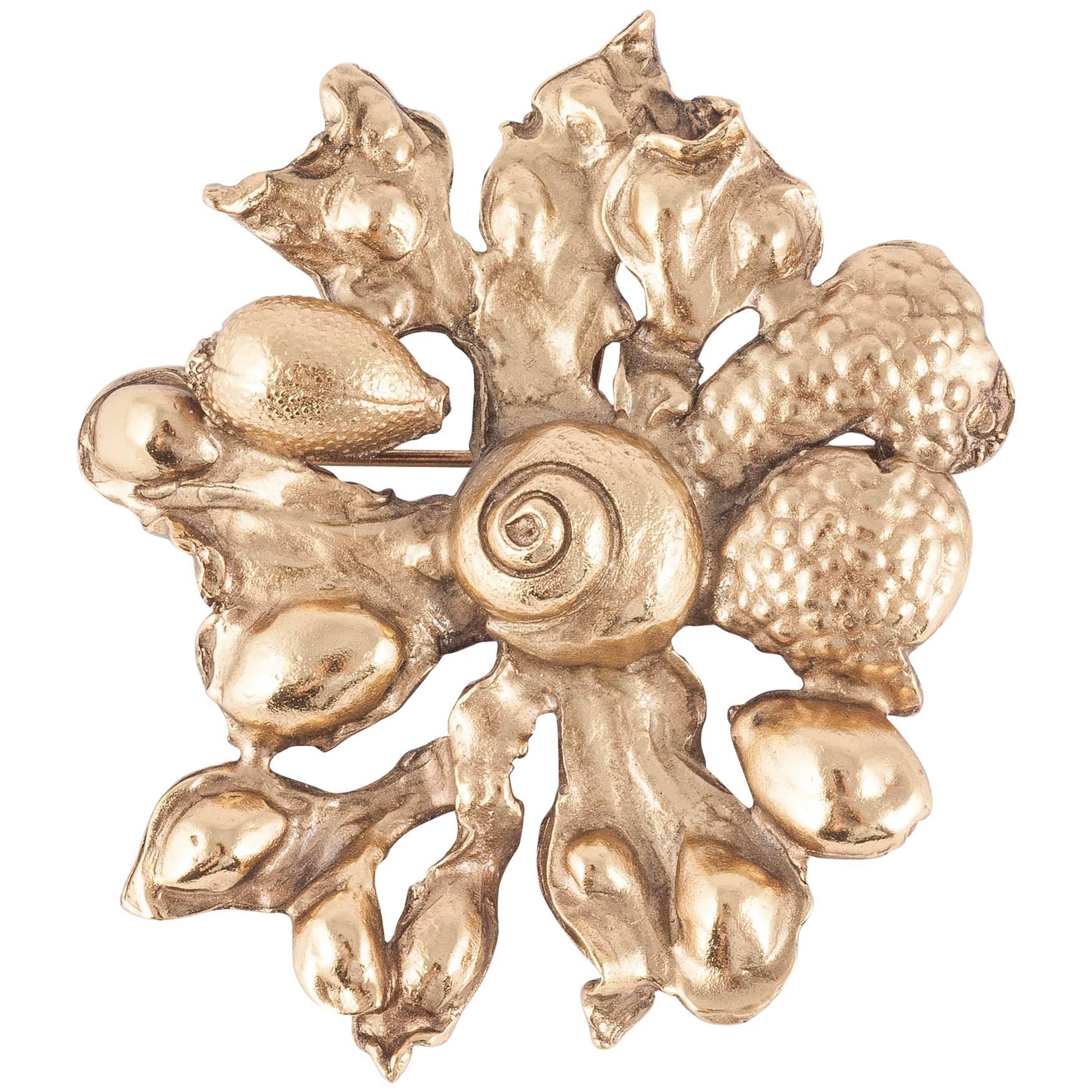 Goossens sea creature gilt brooch/pendant 1960s 