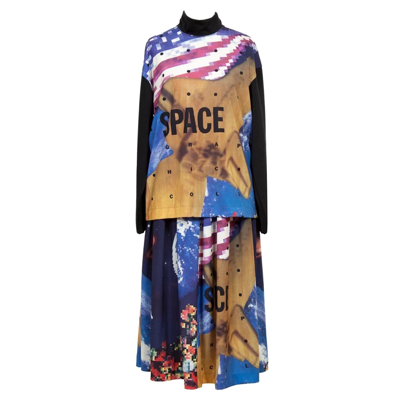 I.S Issey Miyake Sports Planet Space Top And Skirt Ensemble 1980s For Sale