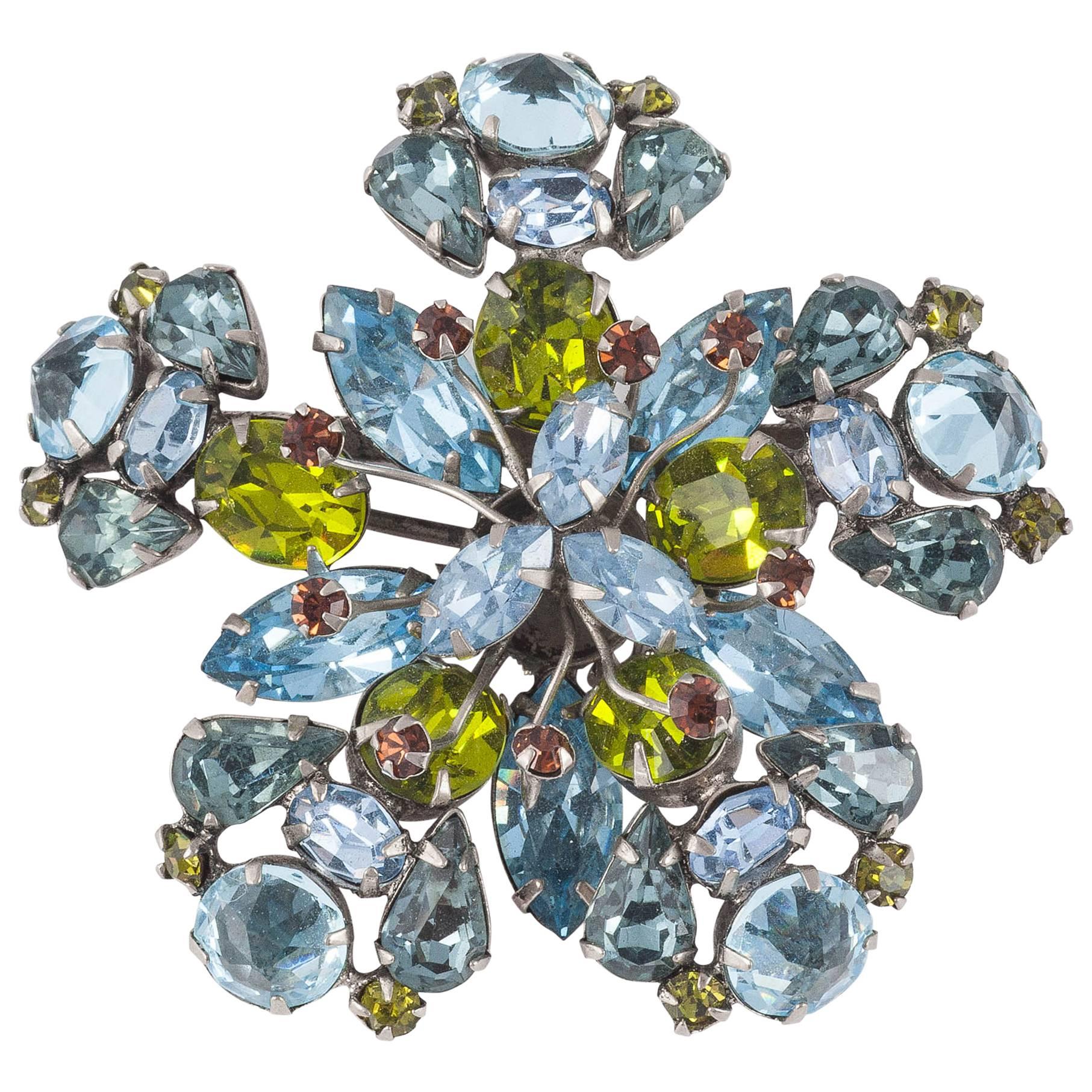 Schreiner 1950s sophisticated colour combination paste brooch