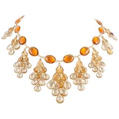 Impressive poured glass and gilt pendant necklace 4