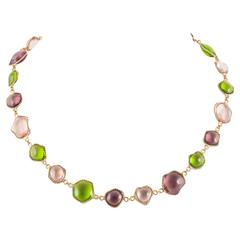 WW coloured poured glass and gilt simple single row necklace 4