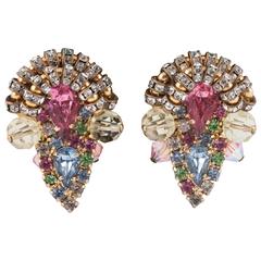 French 1950s delightfully coloured paste earrings