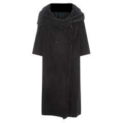 Retro 1950s Hardy Amies Couture Black Velvet Evening Coat