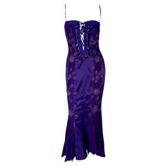 Abito da sera P/E 2005 Emanuel Ungaro by Giambattista Valli con strass e pizzo viola