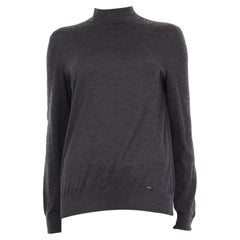 AKRIS Anthrazitgrauer Pullover aus Kaschmir und Seide mit MOCK NECK Pullover 38 M