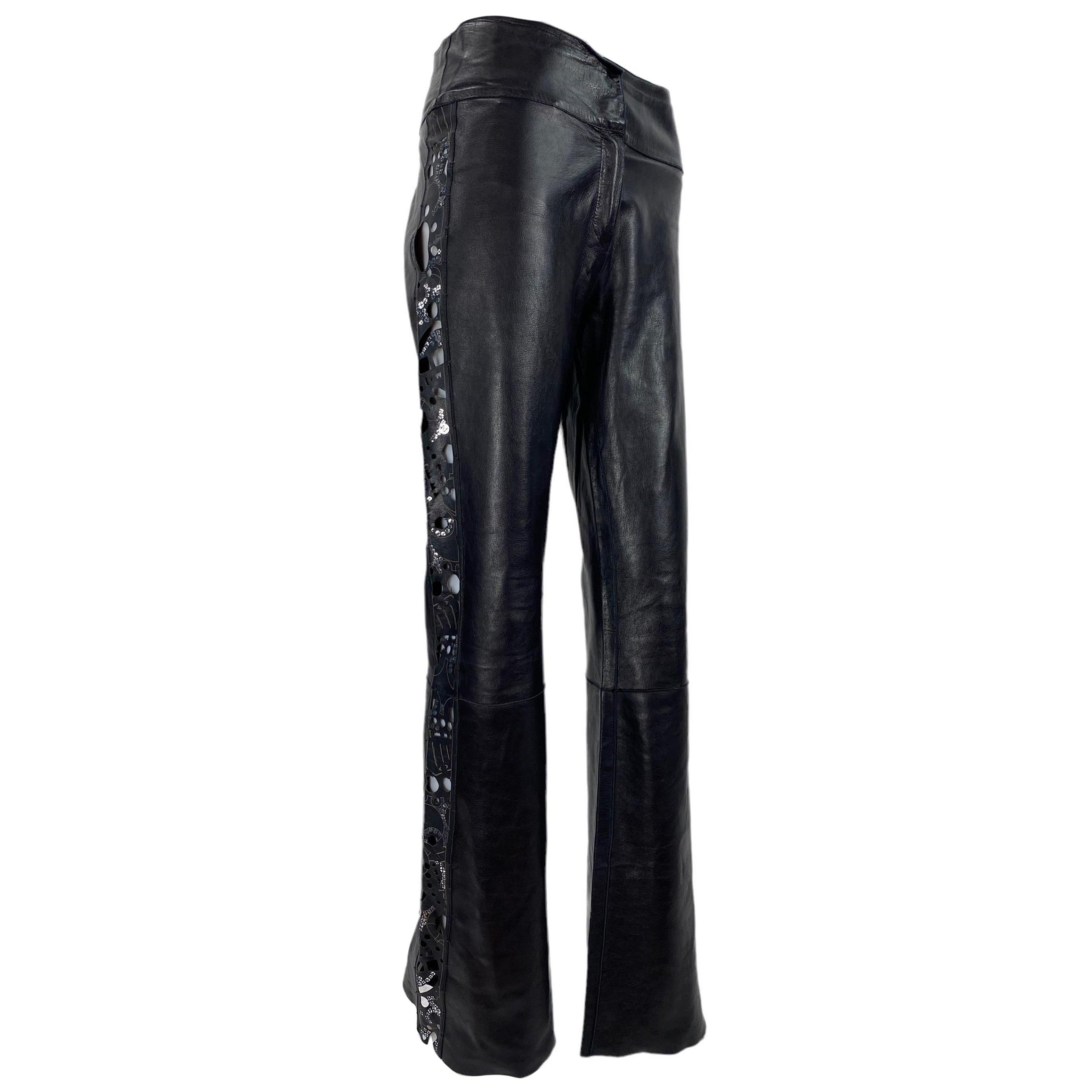 Vintage S/S 2003 Karl Lagerfeld for Fendi Embellished Black Leather ...