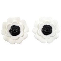 Chanel Camellia Flower Clip Earrings