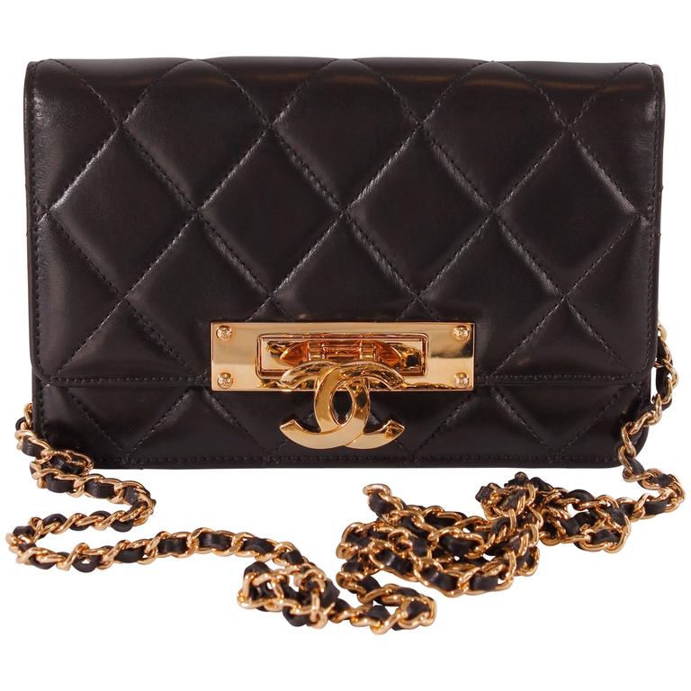 2014 Chanel Gold Glass Double CC Bag - black/gold at 1stDibs
