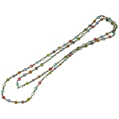 Antique Art Deco Multicolor Stone Link Chain