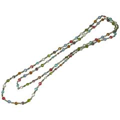 Art Deco Multicolor Stone Link Chain