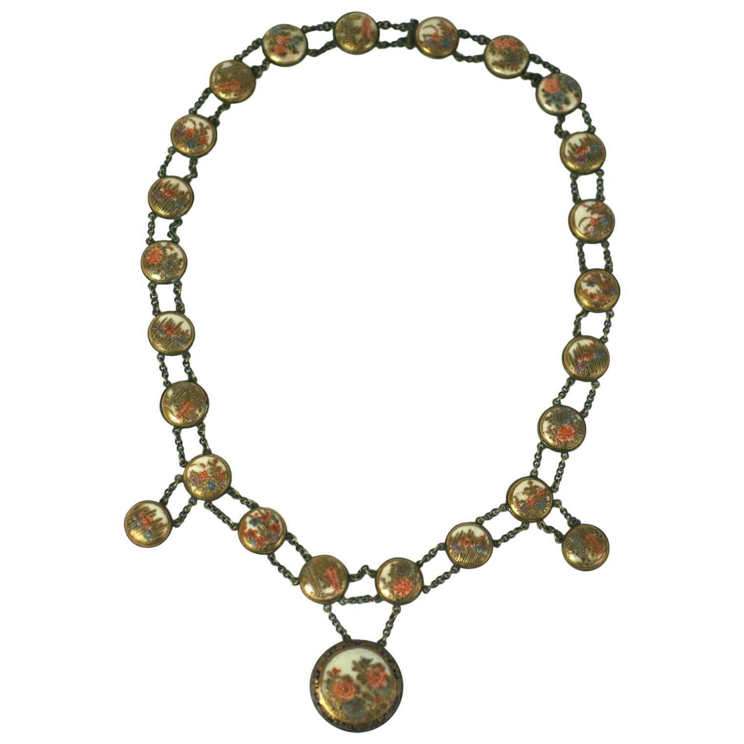 19th Century Satsuma Button Necklace For Sale