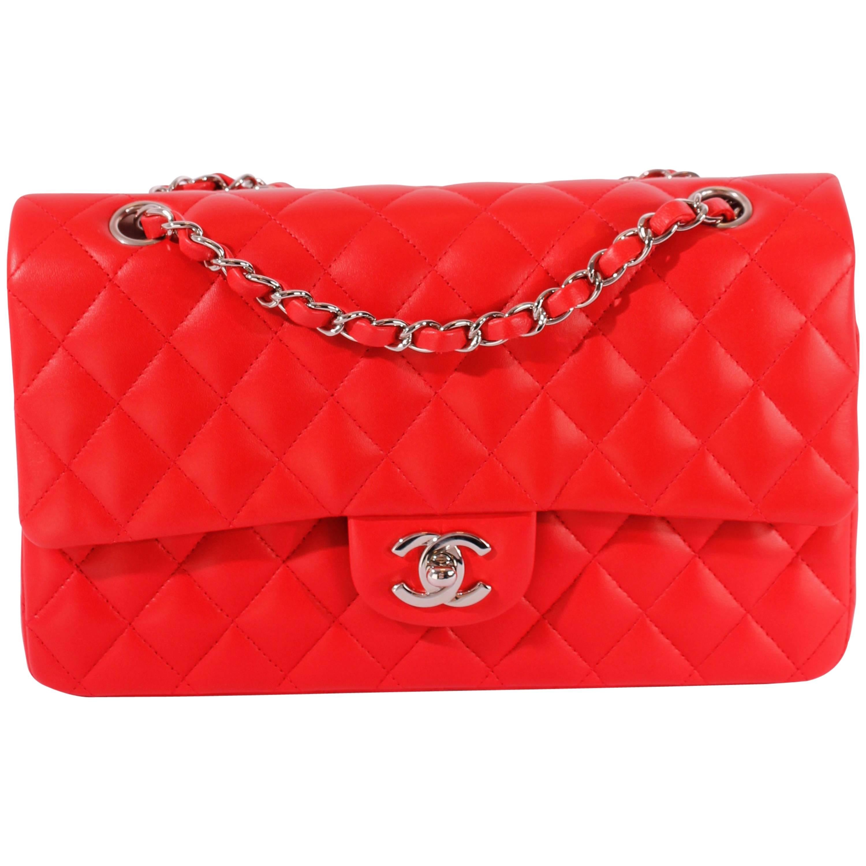 2005 Chanel 2.55 Medium Classic Double Flap Bag - red/silver