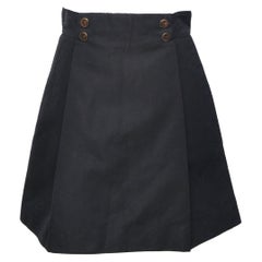 CHLOE Skirt A-Line Black Cotton Clothing Dress Pleated Buttons Sz 42 2007