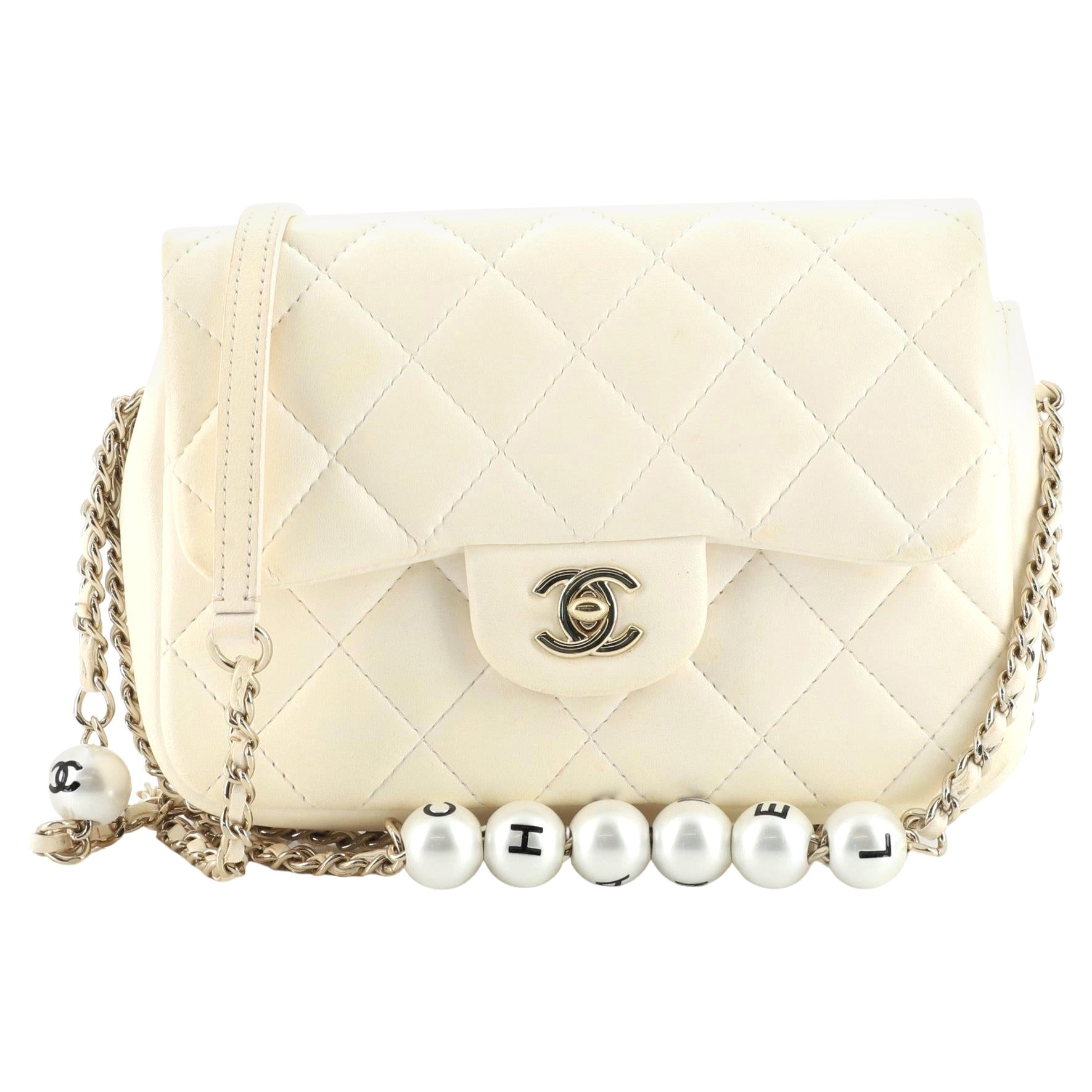 chanel white quilted bag leather