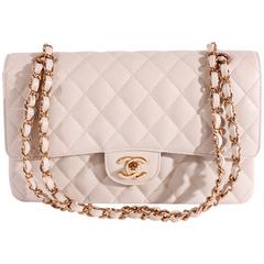 2005 Chanel 2.55 Caviar Medium Classic Double Flap Bag - light gray/gold