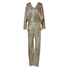 Couture tunique and trouser ensemble in leopard lurex Givenchy F.W 1969 Numbered