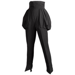 Rare Bernard Perris Vintage 1980s Avant Garde Black Wool Stirrup Pants