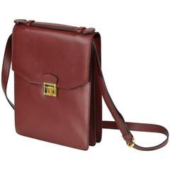 1990s Cartier Bordeaux Leather Shoulder Bag "Must de Cartier" Male or Female