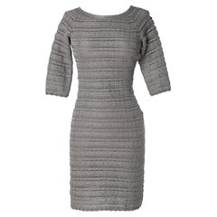 Silbernes Lurex-Jersey-Kleid mit kurzen Ärmeln und Rüschen Christian Dior