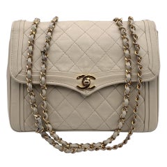 Chanel Vintage Beige Quilted Leather Diana Crossbody Bag
