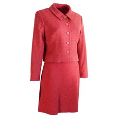 Kenzo Paris Suit 2pc Jacket and Skirt Set Lingonberry Wool Vintage 90s Sz 42