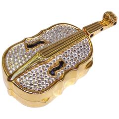 C.1990 Judith Leiber Crystal Violin Trinket Pillbox