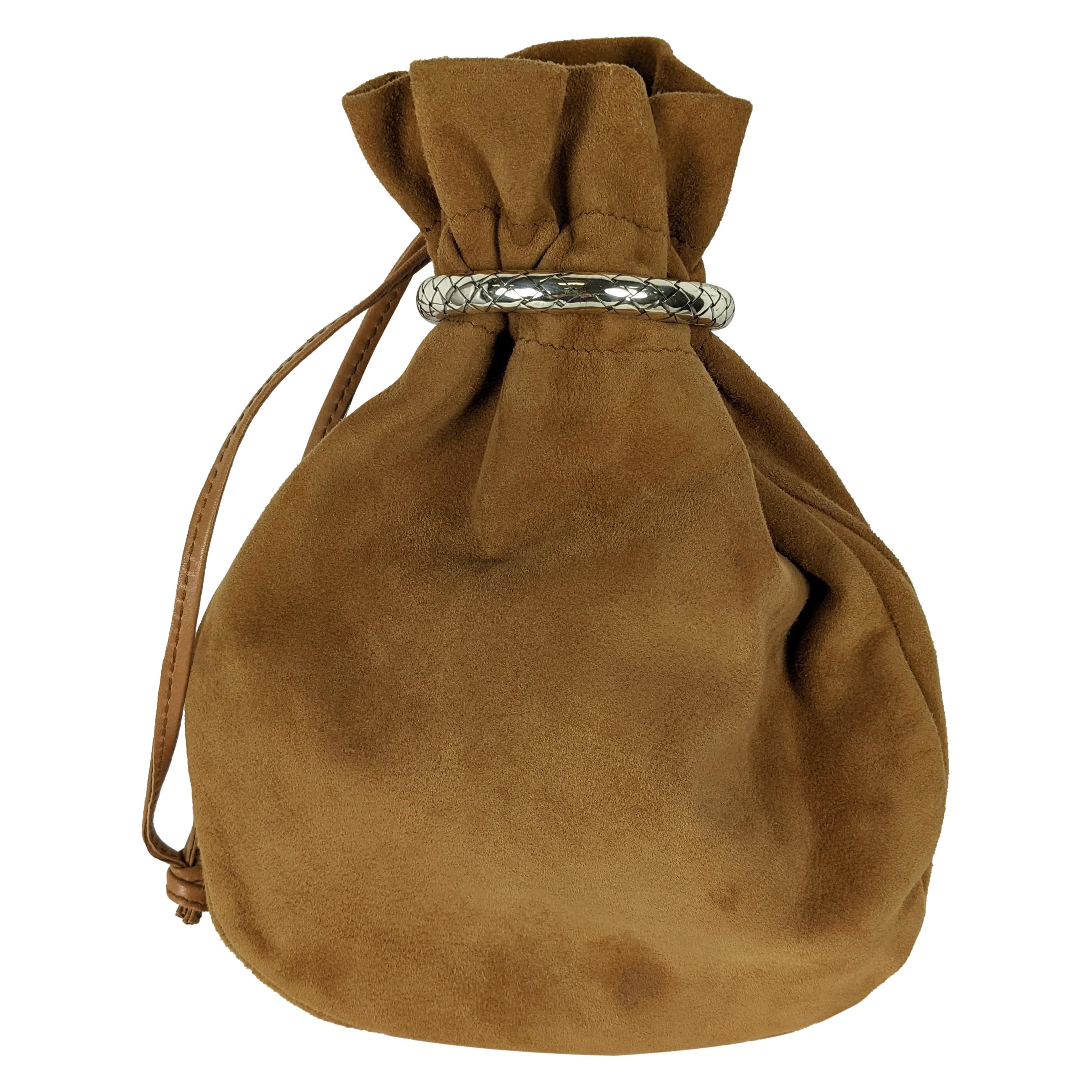 Bottega Suede Pouch Intrecciato Ring Bag For Sale