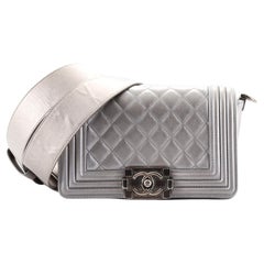 Chanel Boy Flap Bag with Strap Quilted Lambskin with Stingray Trim Small