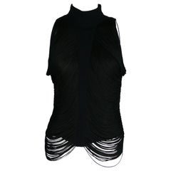 Thierry Mugler Vintage Black Fringed Top