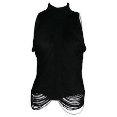 Thierry Mugler Vintage Black Fringed Top 2