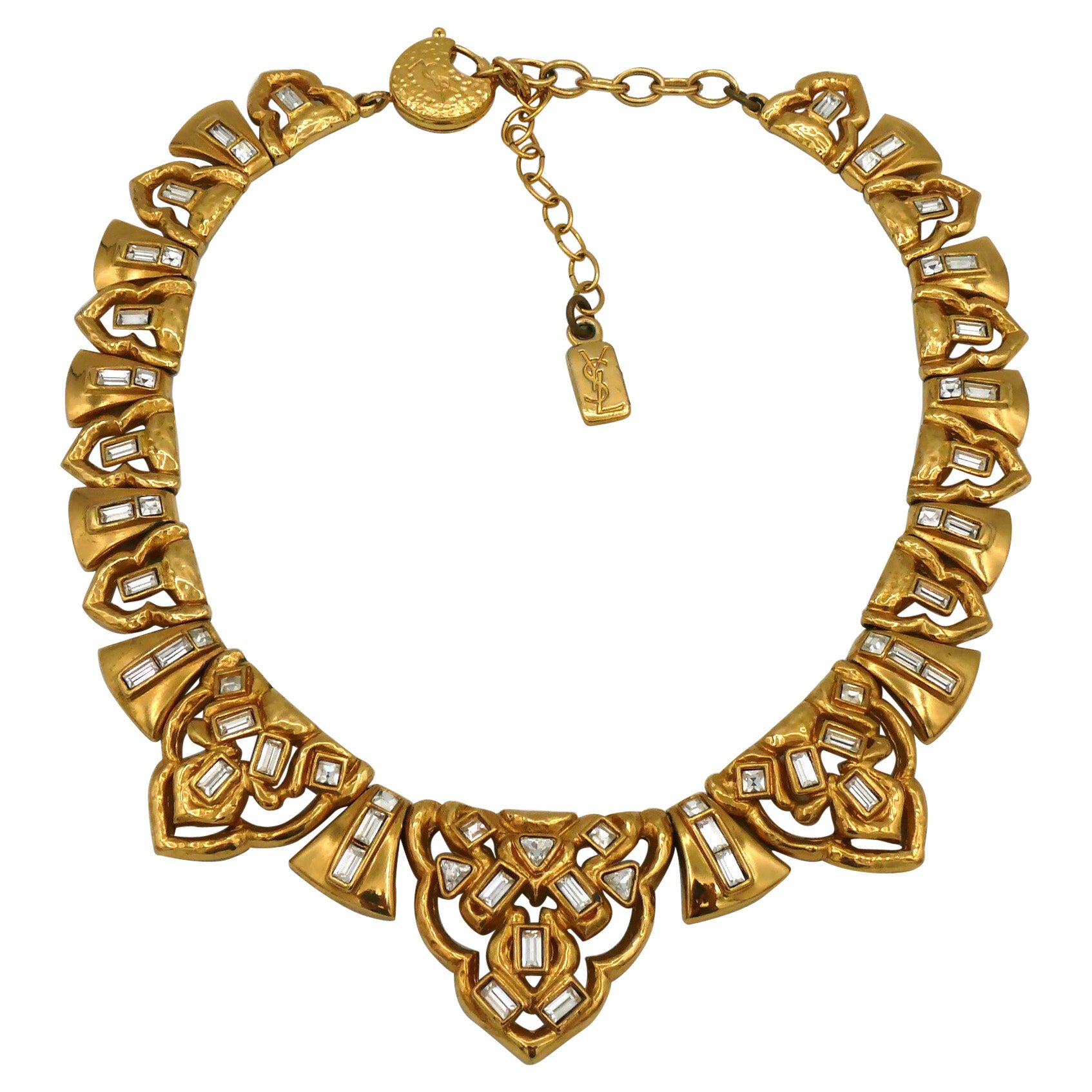 YVES SAINT LAURENT YSL Vintage Jewelled Oriental Design Necklace For Sale