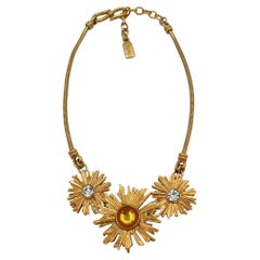 YVES SAINT LAURENT YSL Vintage Jewelled Sunburst Necklace